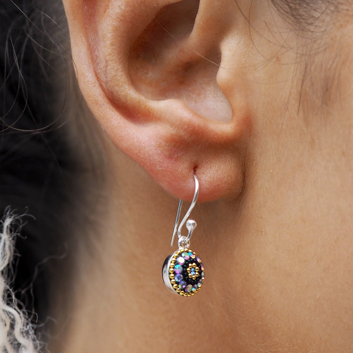 Allegra Purple Shimmer Round Drop Earrings