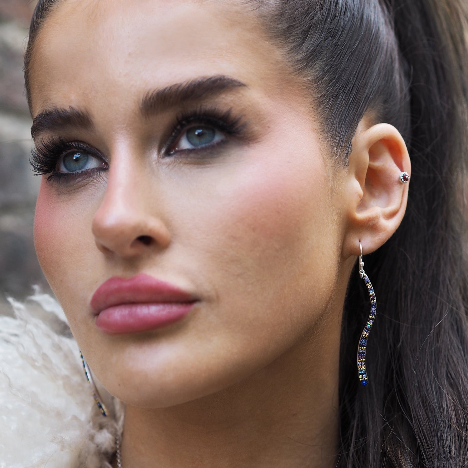 Allegra Purple Shimmer Sway Boho Drop Earrings