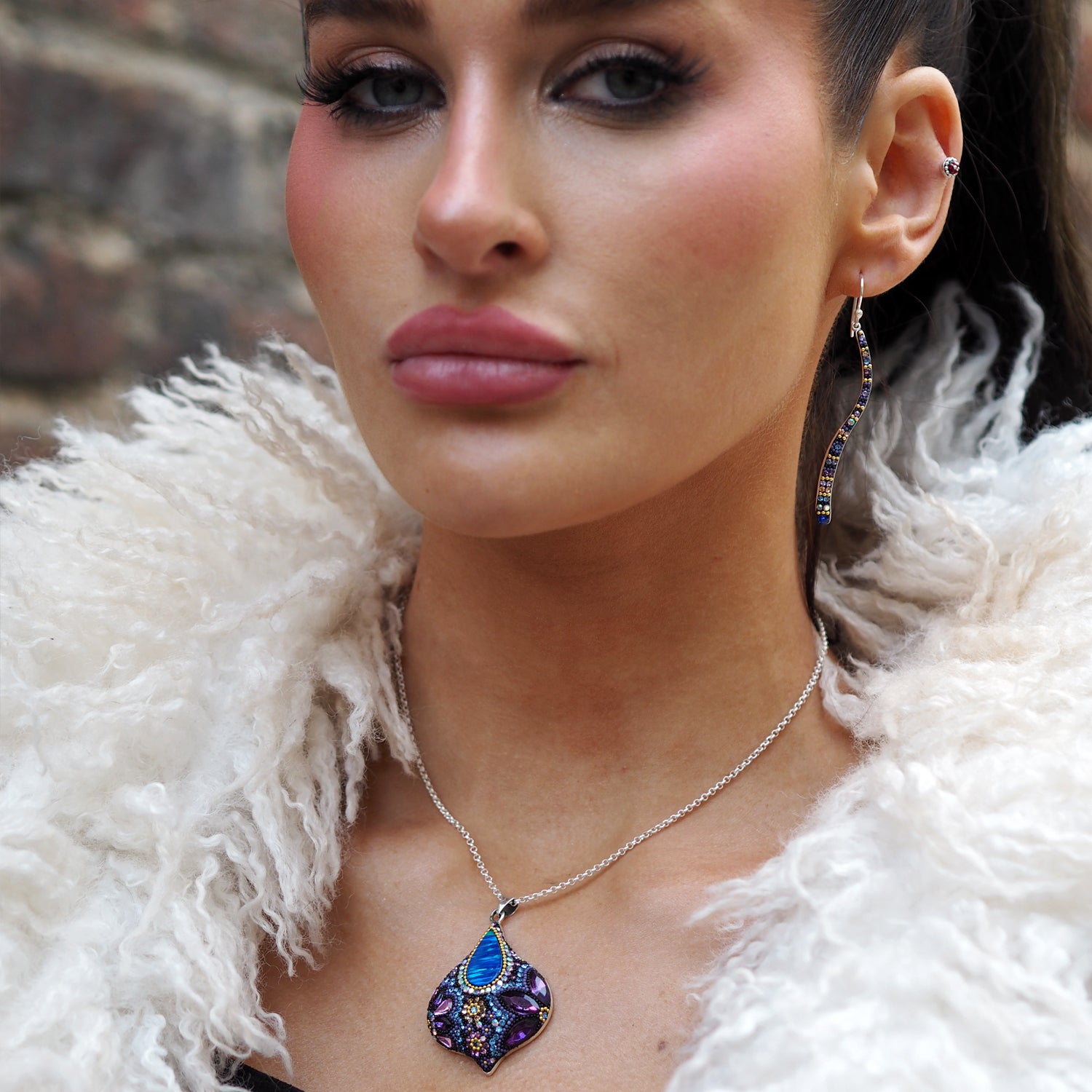 Allegra Purple Shimmer Sway Boho Drop Earrings