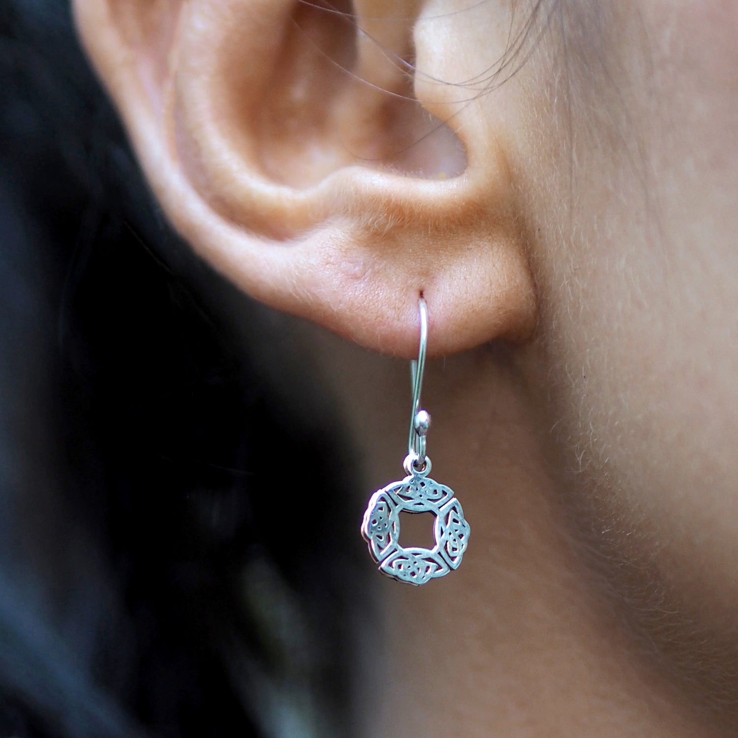 Celtic Dara Knot Copper & Silver Drop Earrings