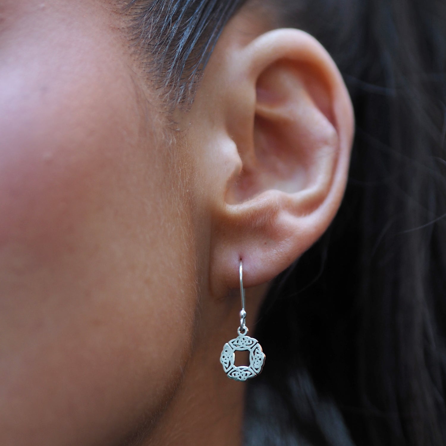 Celtic Dara Knot Copper & Silver Drop Earrings