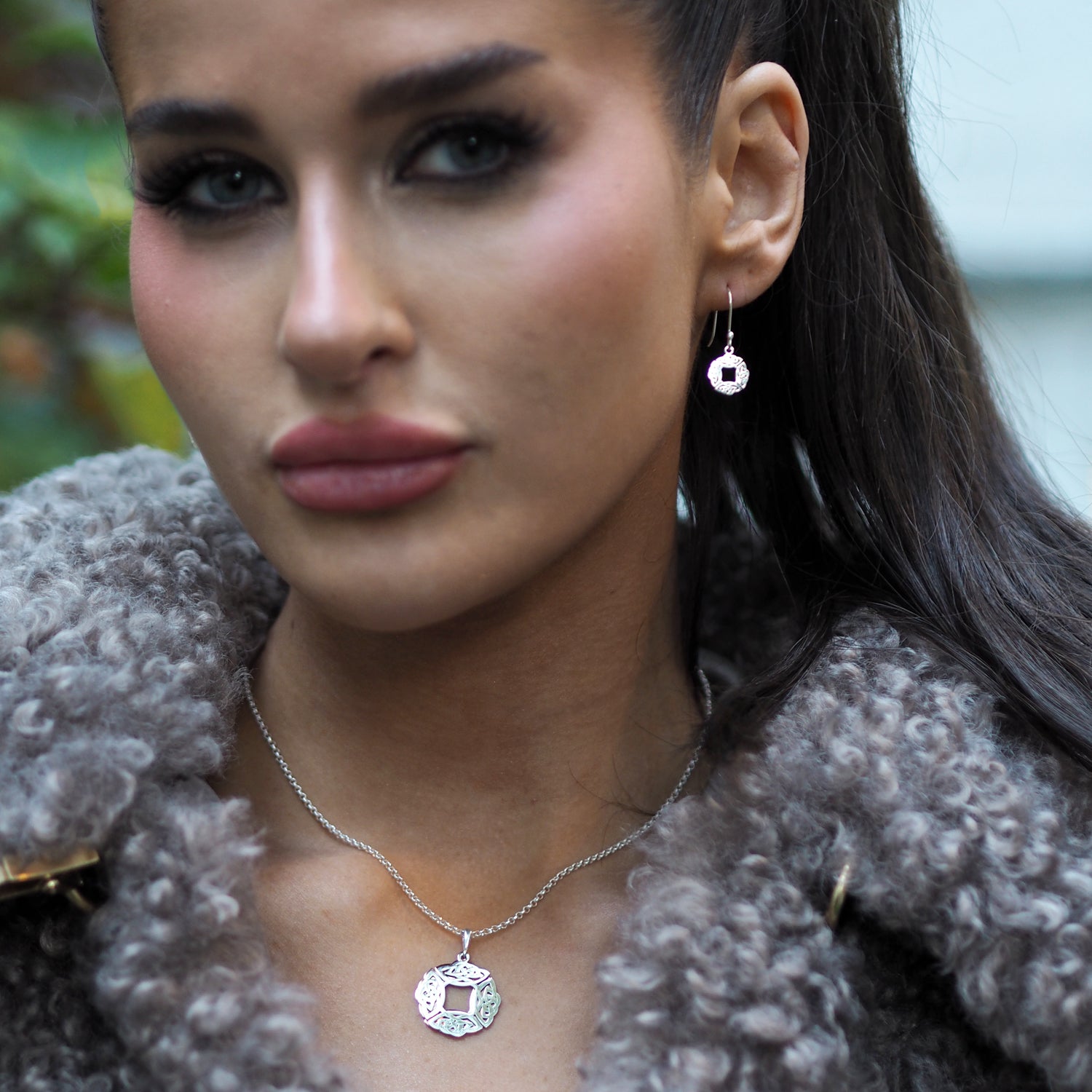 Celtic Dara Knot Copper & Silver Drop Earrings