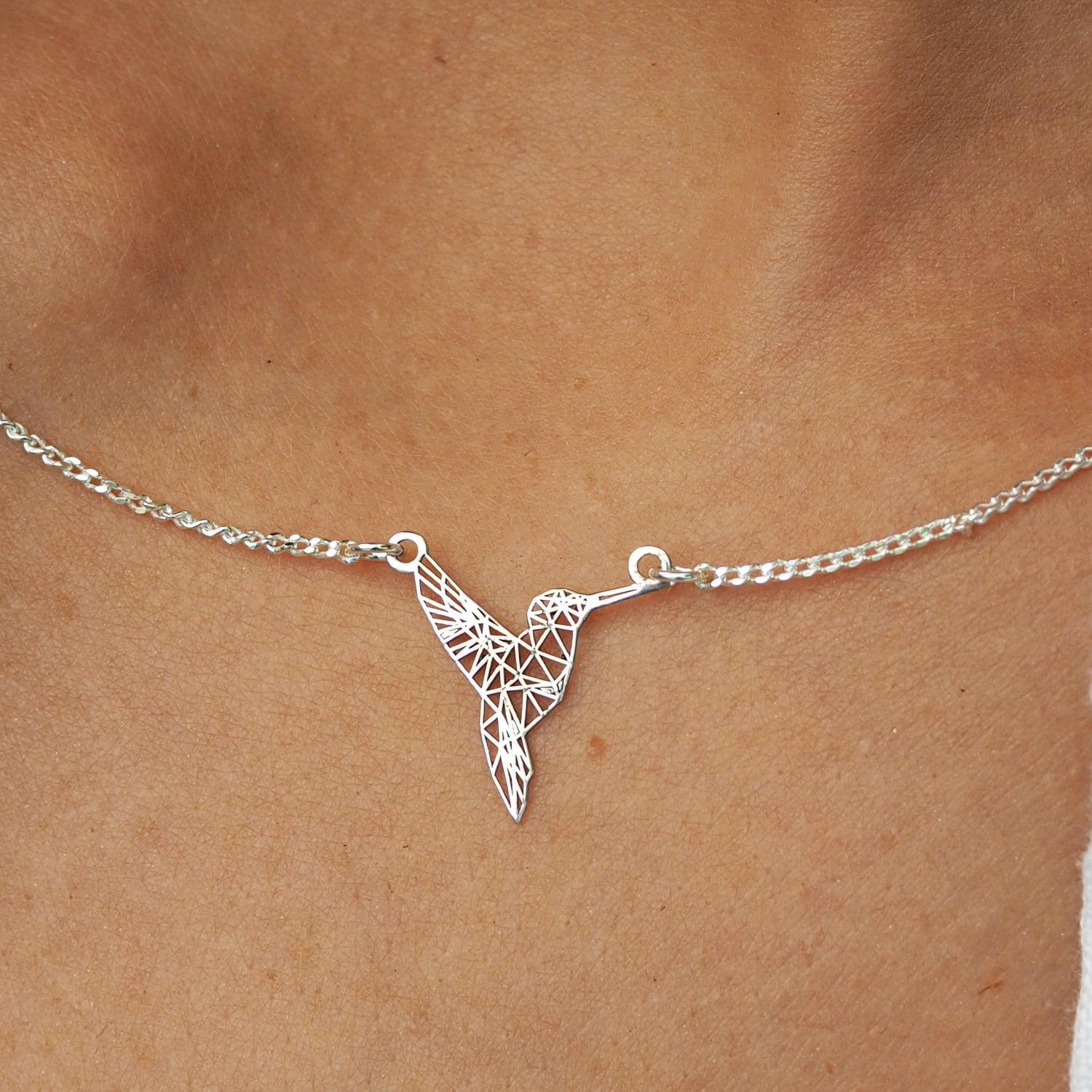 Celtic Silver Hummingbird Necklace