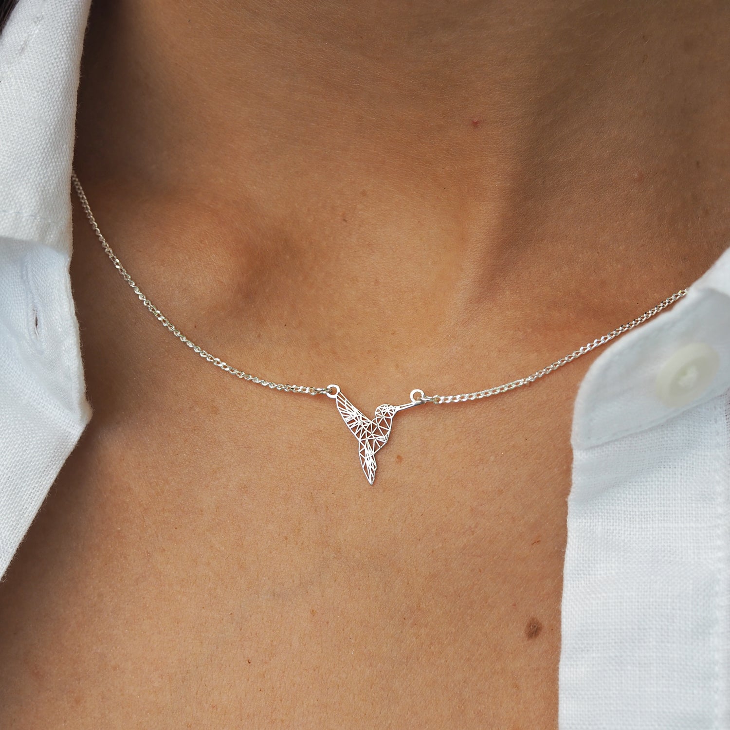 Celtic Silver Hummingbird Necklace