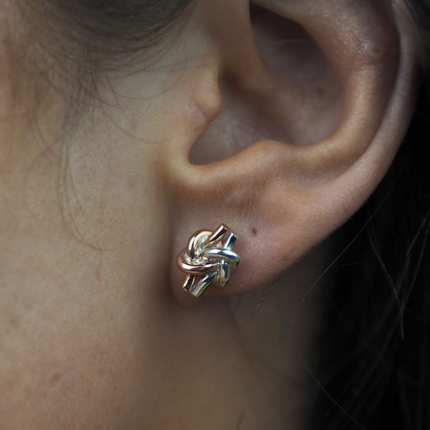 Dara Celtic Knot Copper Silver Stud Earrings