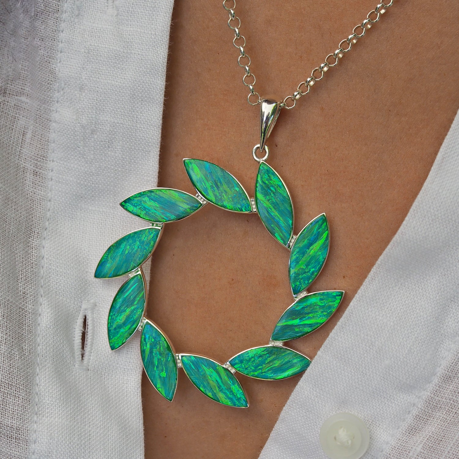 Flinder Larisa Green Cultured Opal Pendant