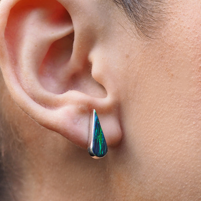 Flinder Emerald Petal Stud Earrings