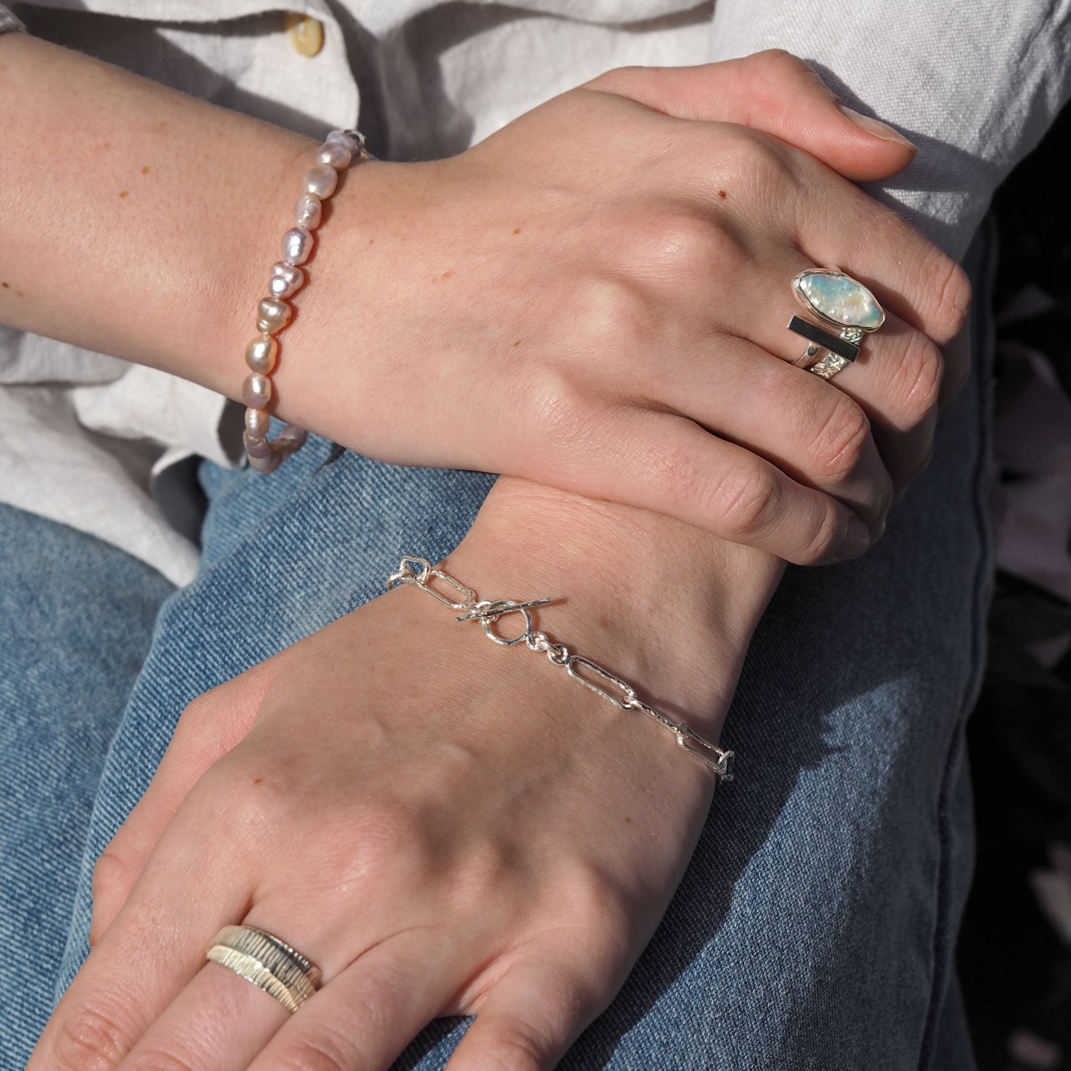 Luminous Biwa Pearl Ring