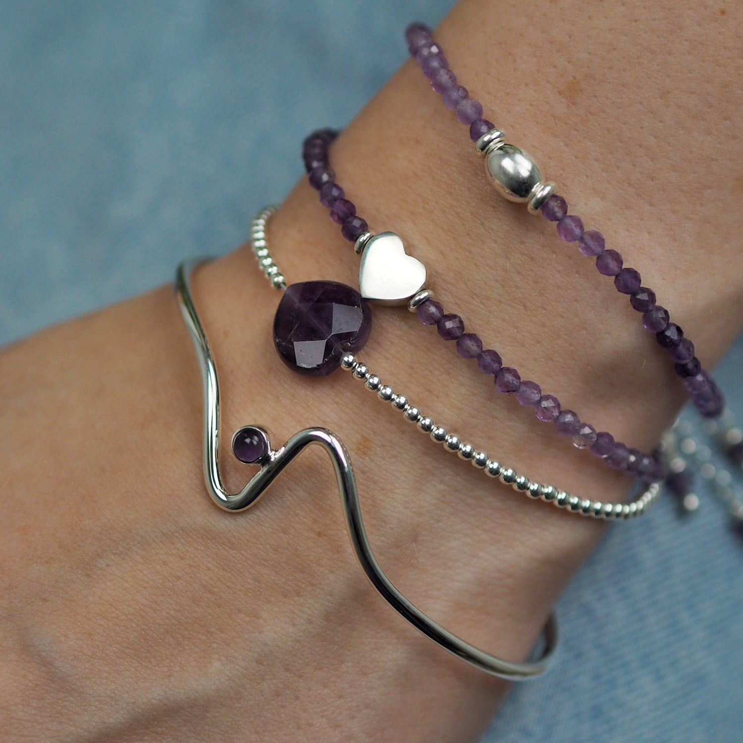 Linea Amethyst Birthstone Cuff