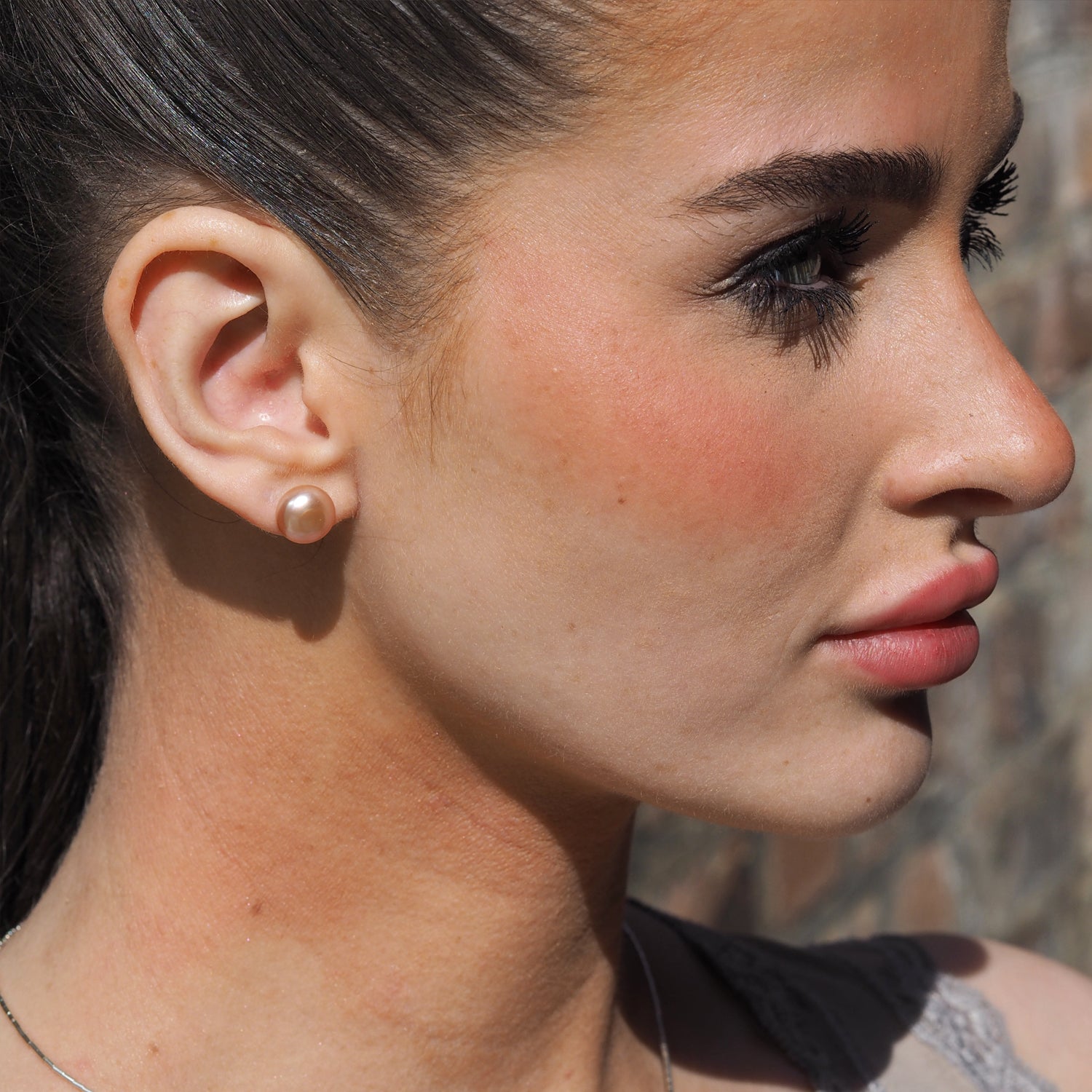Pink Pearl Large Stud Earrings