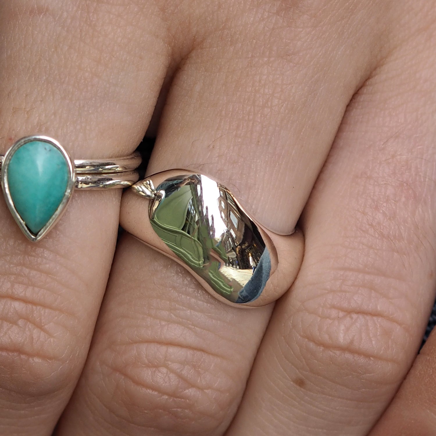 Ripple Polished Silver Ring