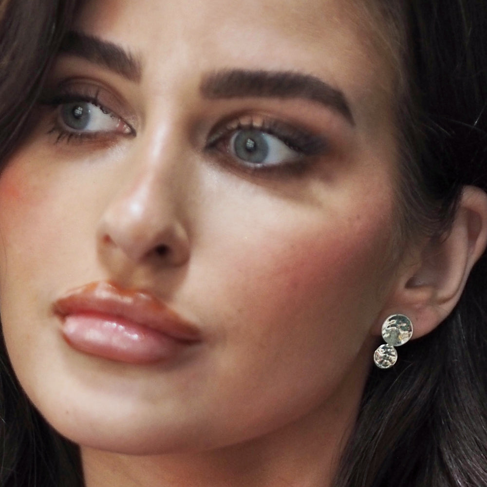 Roma Round Hammered Stud Earrings