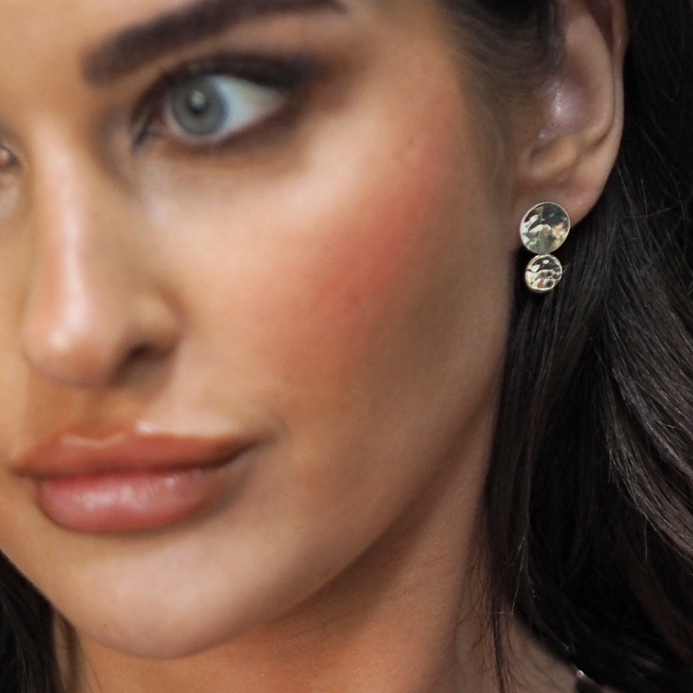 Roma Round Hammered Stud Earrings