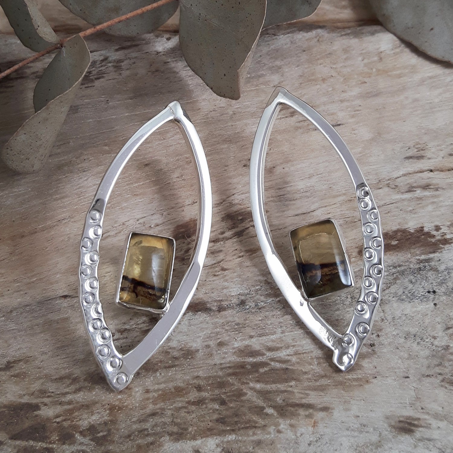 SAMPLE Flame Amber Stud Earrings