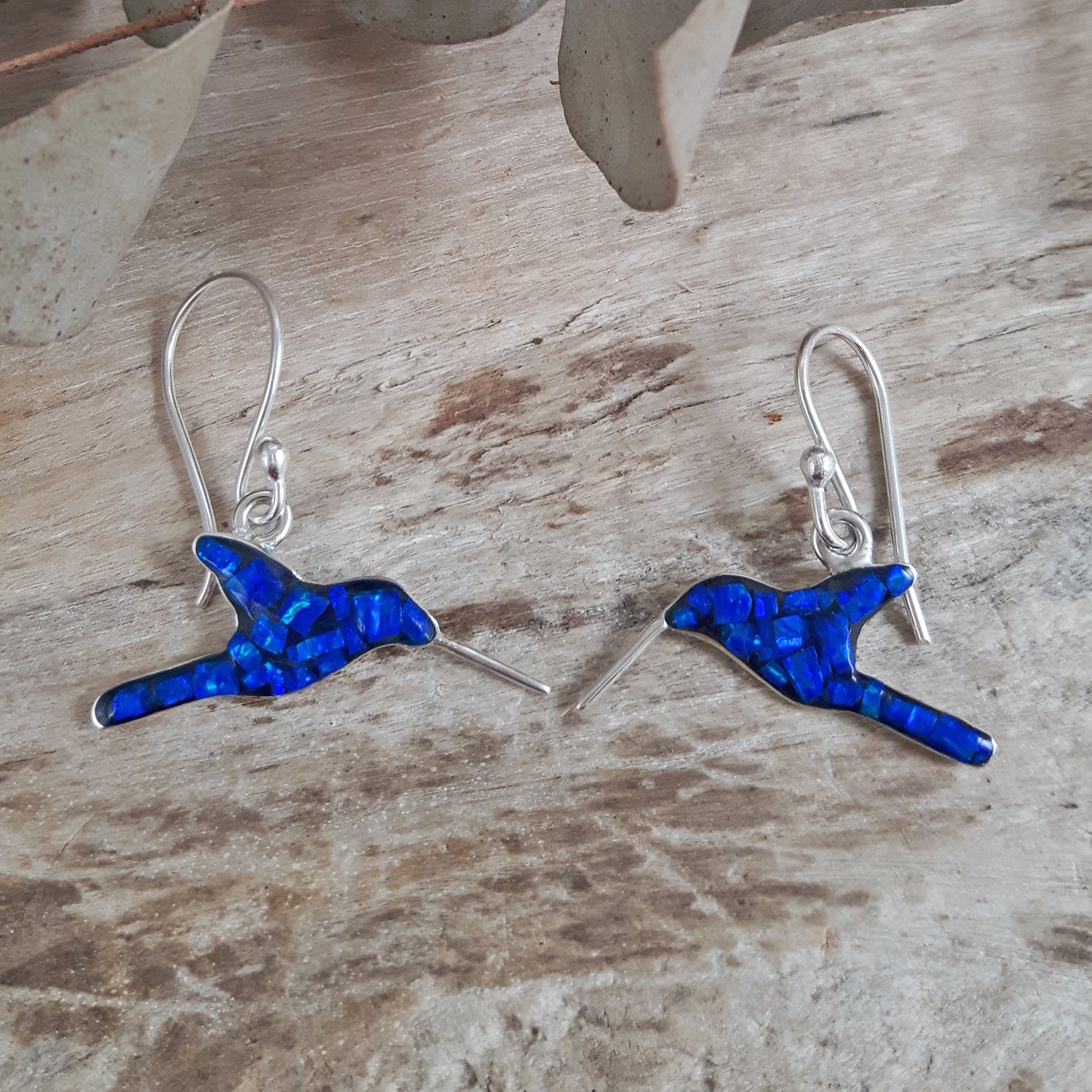 SAMPLE Flinder Hummingbird Blue Drop Earrings