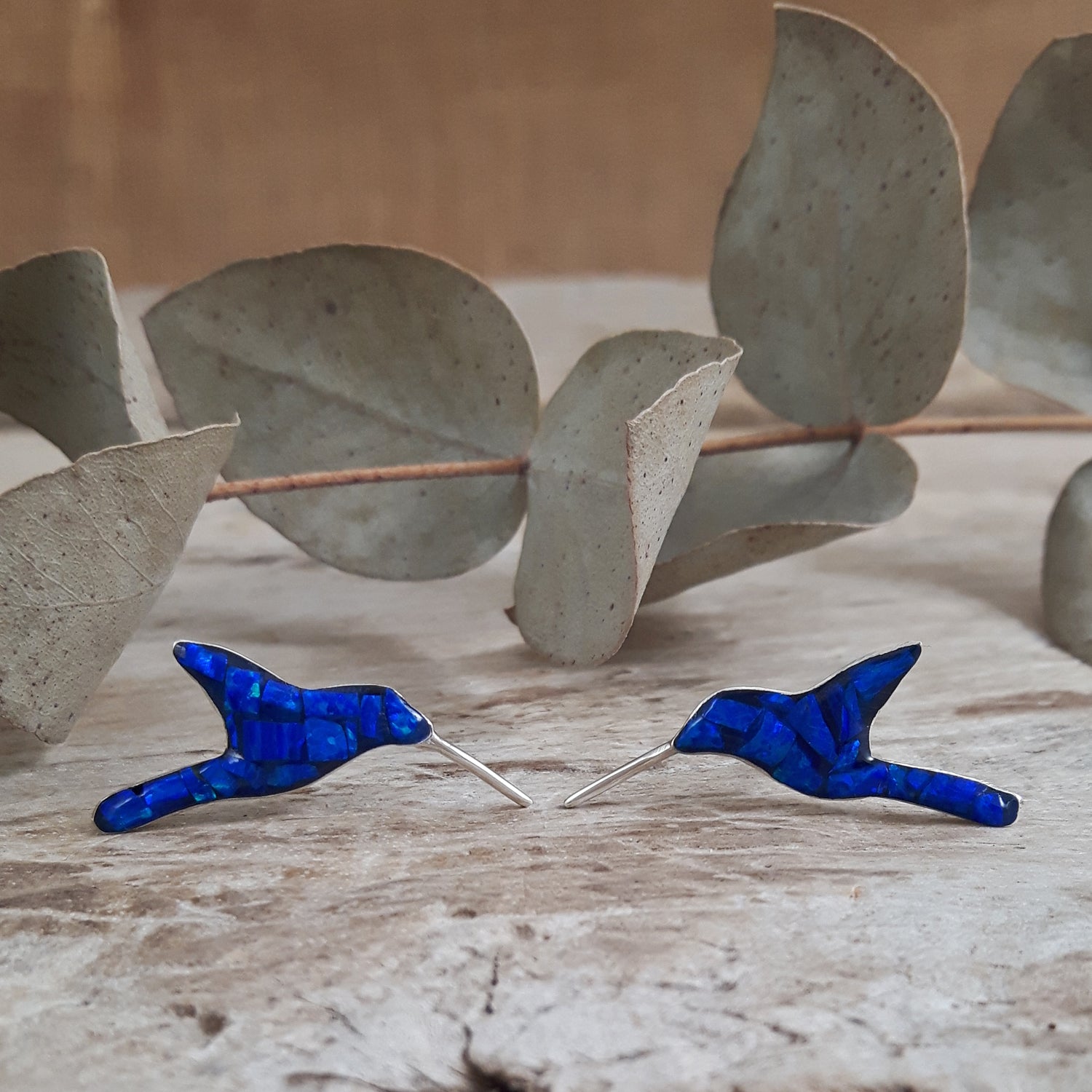 SAMPLE Flinder Hummingbird Blue Stud Earrings