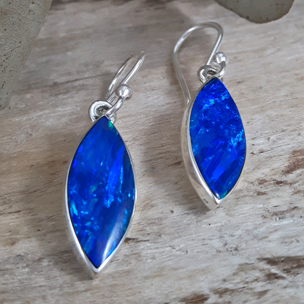 Flinder Blue Leaf Drop Earrings