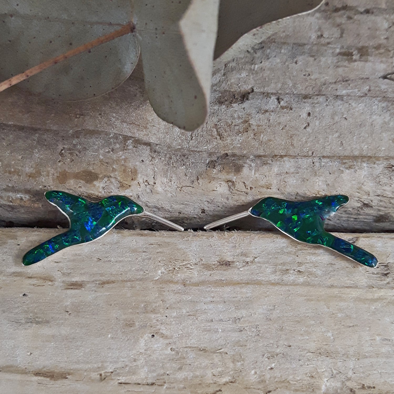 Flinder Hummingbird Emerald Stud Earrings
