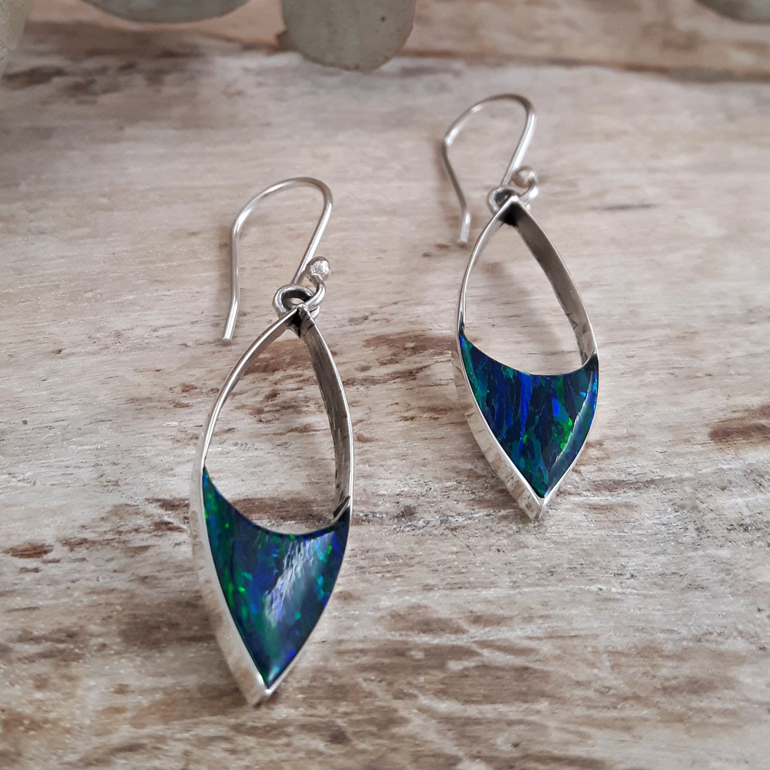 Flinder Finella Emerald Cultured Opal & Sterling Silver Drop Earrings