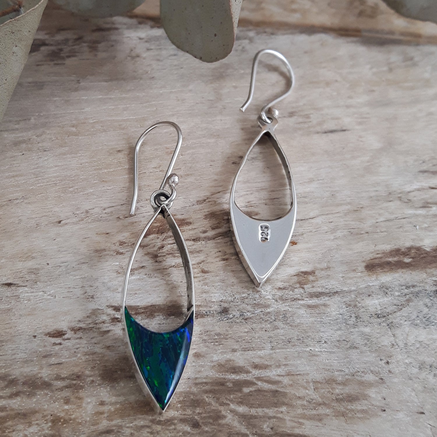Flinder Finella Emerald Cultured Opal & Sterling Silver Drop Earrings