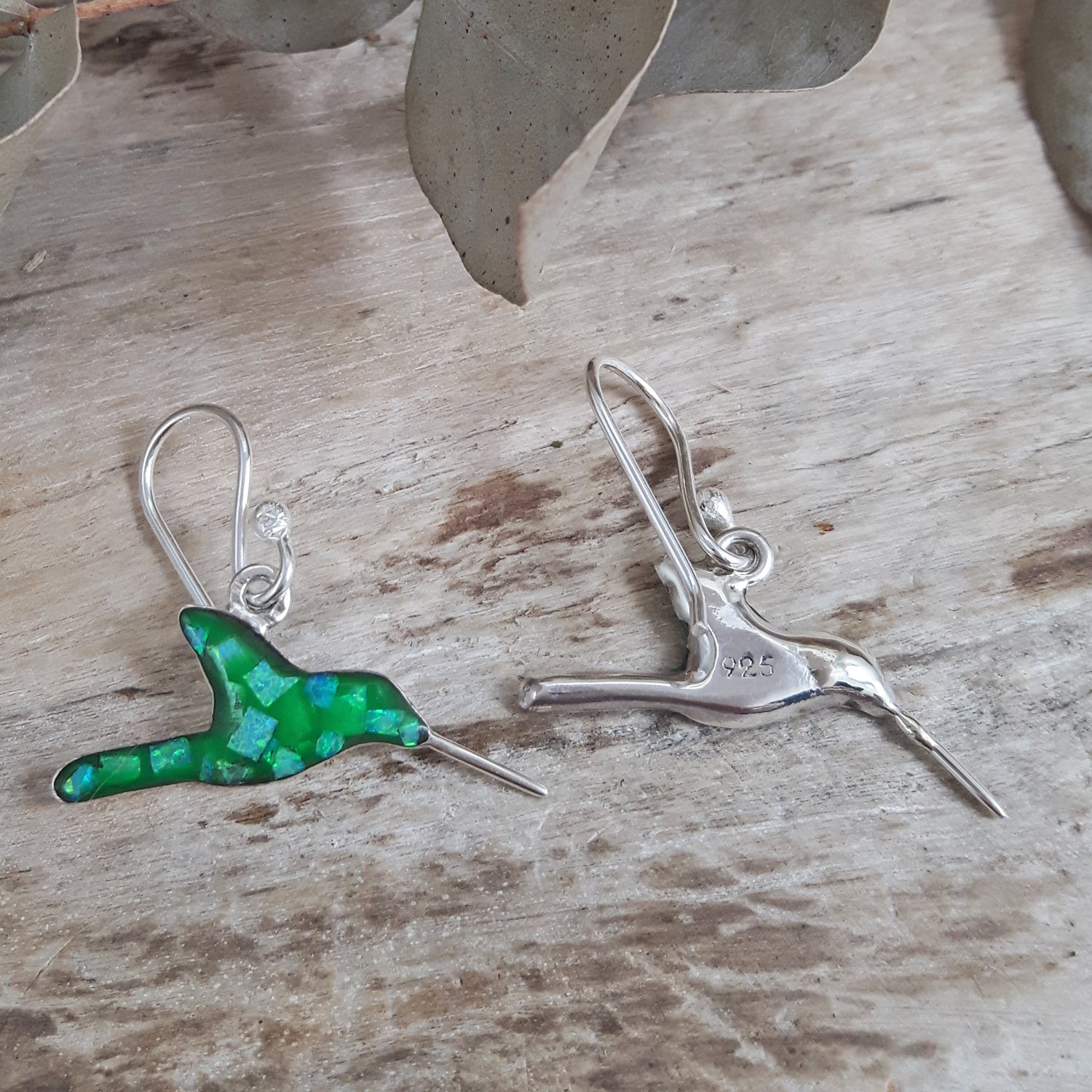 SAMPLE Flinder Hummingbird Green Drop Earrings