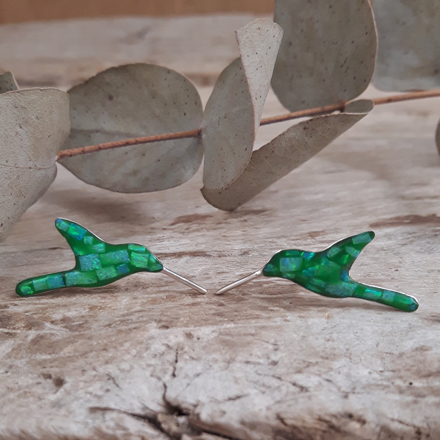 SAMPLE Flinder Hummingbird Green Stud Earrings