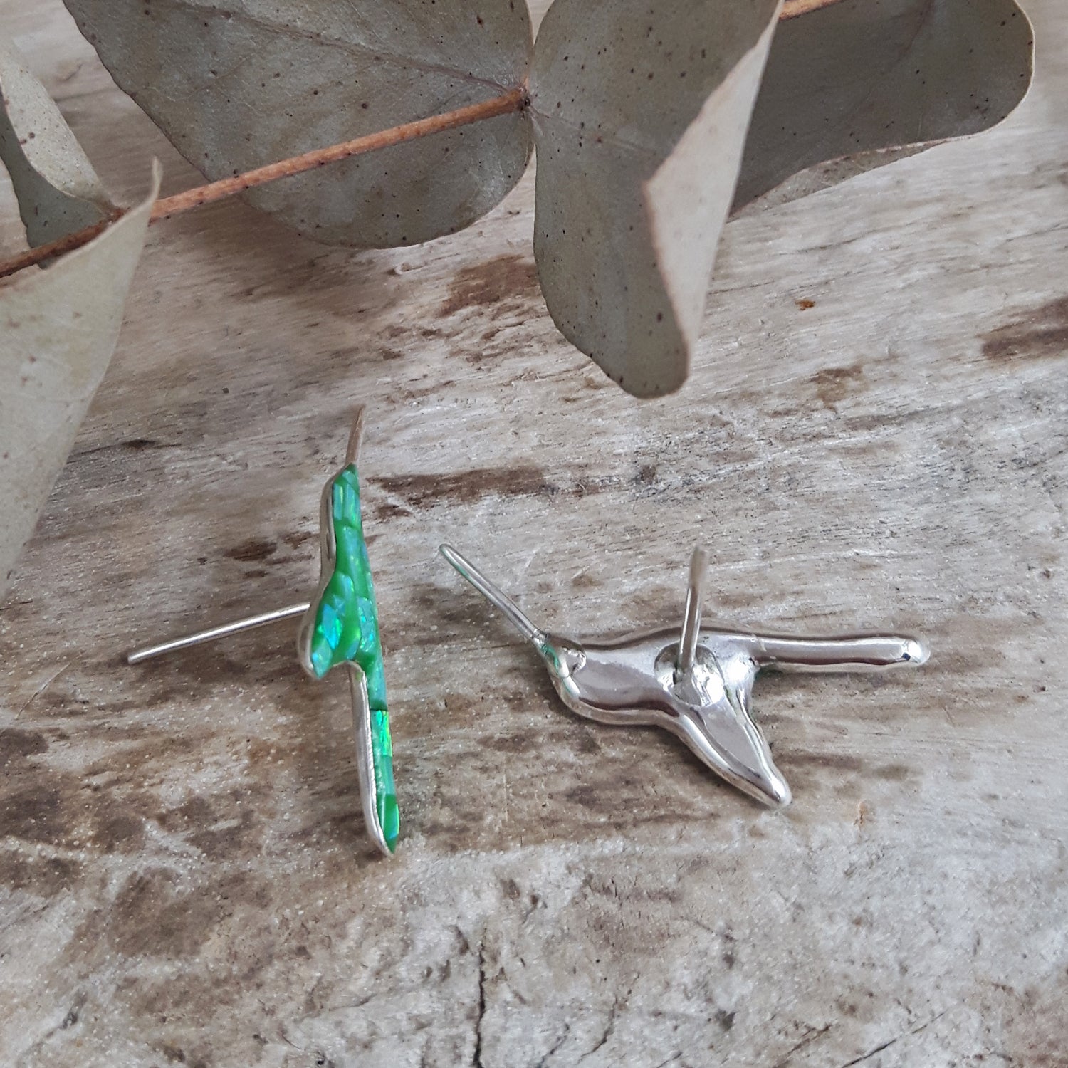 SAMPLE Flinder Hummingbird Green Stud Earrings