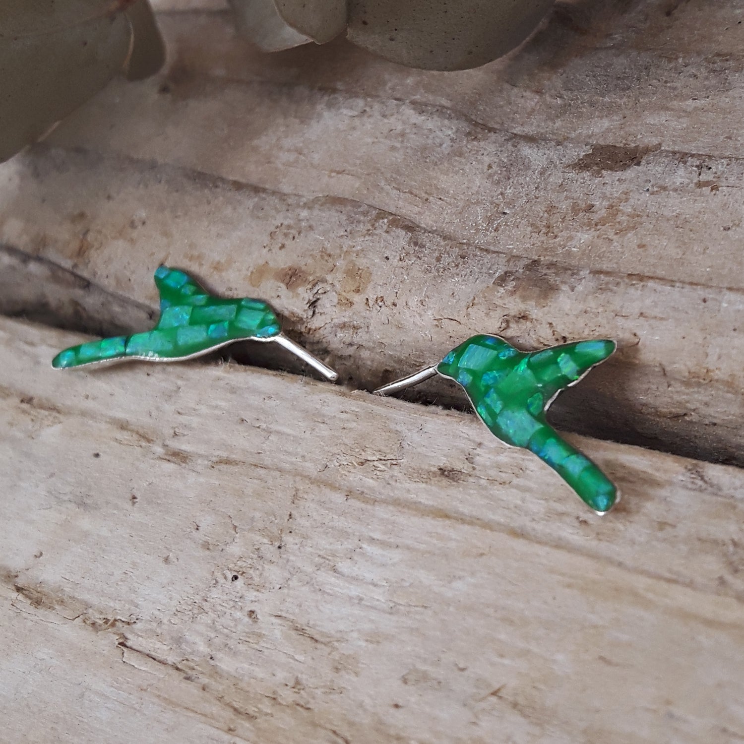 Flinder Hummingbird Green Stud Earrings