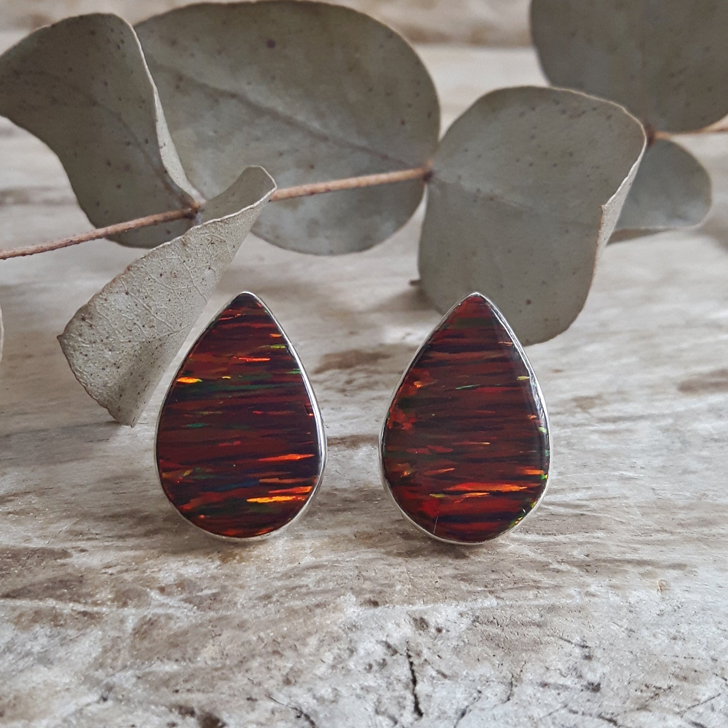 SAMPLE Flinder Red Teardrop Renoir Stud Earrings