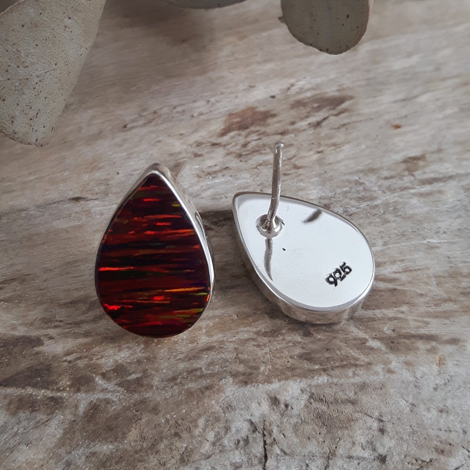 SAMPLE Flinder Red Teardrop Renoir Stud Earrings
