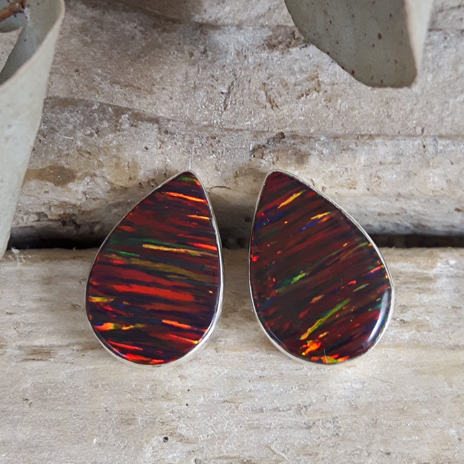 SAMPLE Flinder Red Teardrop Renoir Stud Earrings