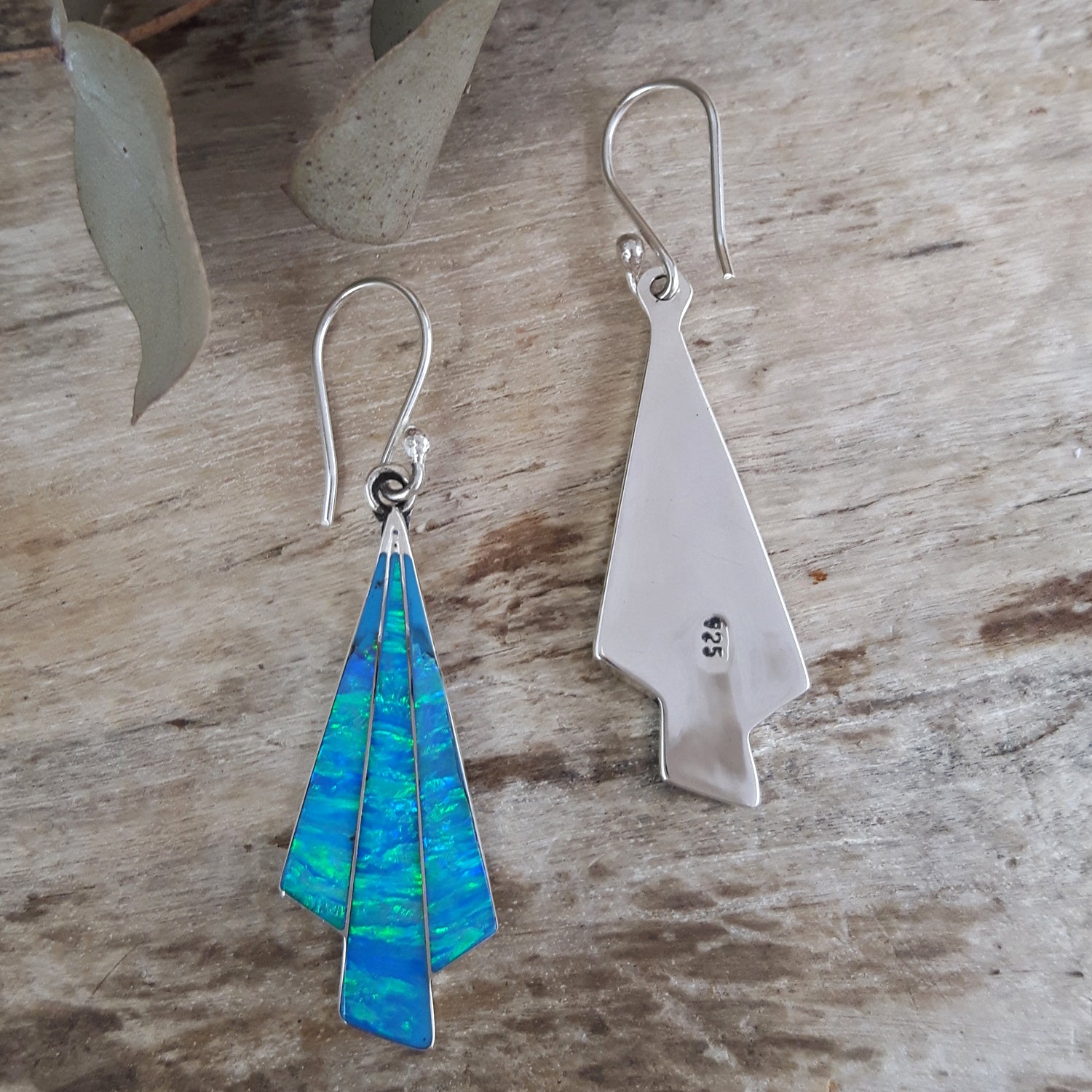 Flinder Seraphine Turquoise Sterling Silver Drop Earrings with Cultured Opal Inlay