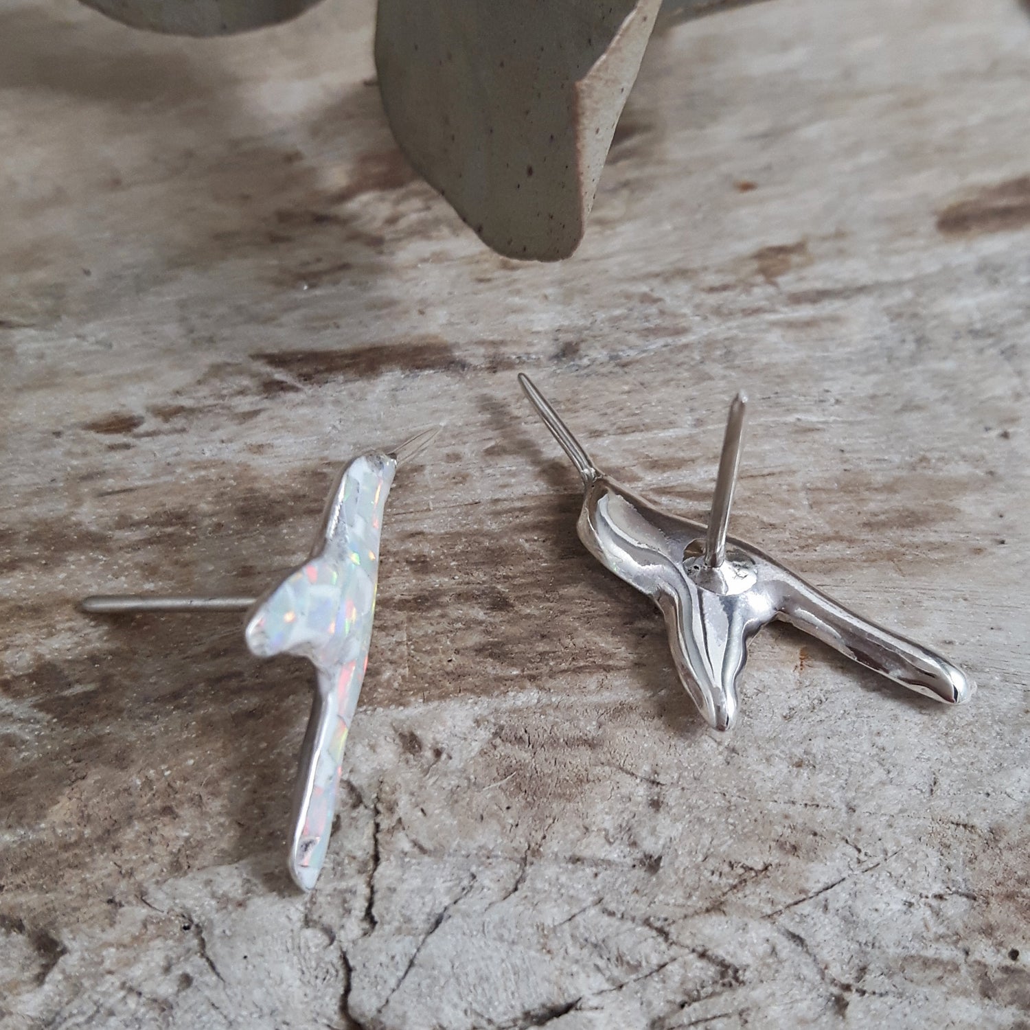 Flinder Hummingbird White Stud Earrings