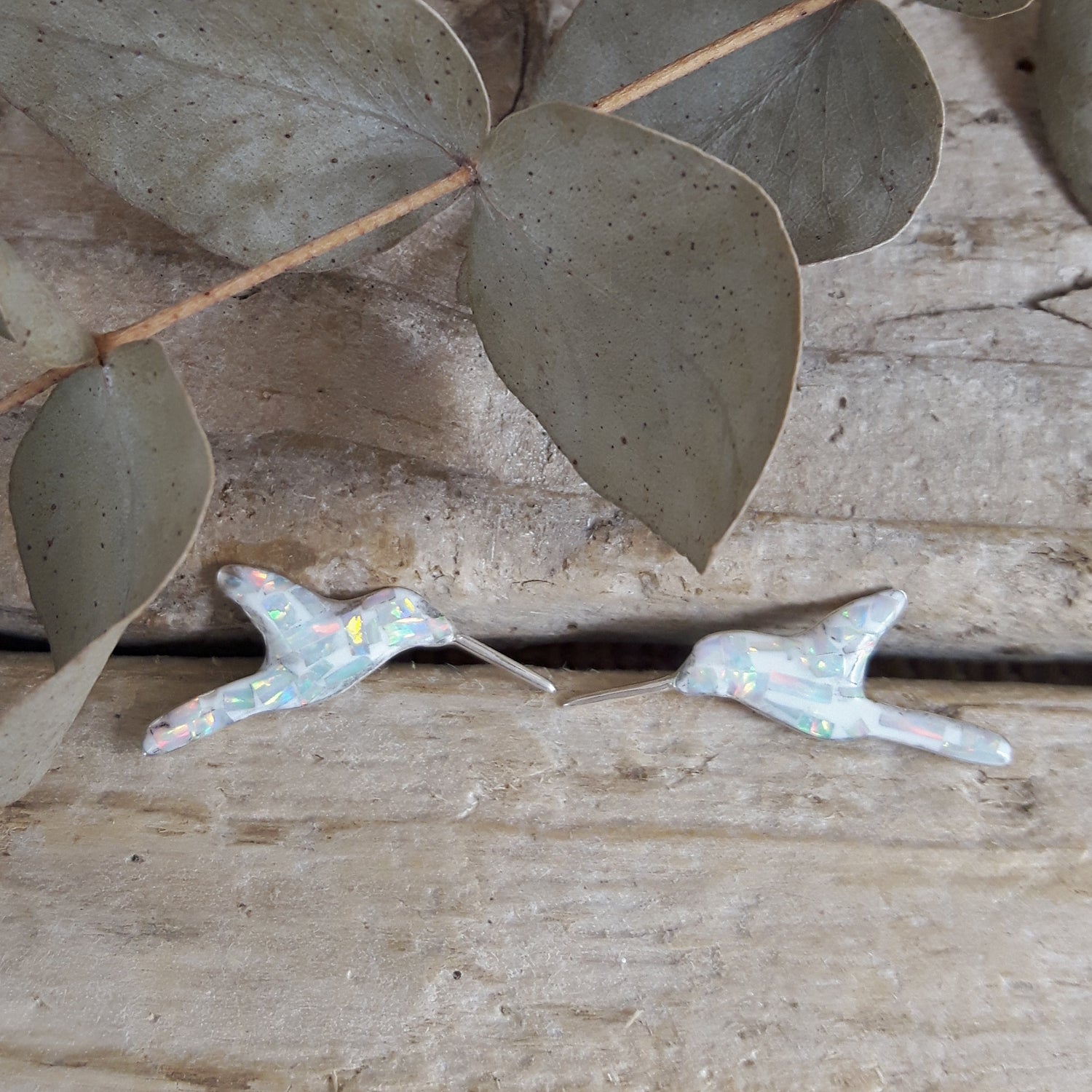 SAMPLE Flinder Hummingbird White Stud Earrings