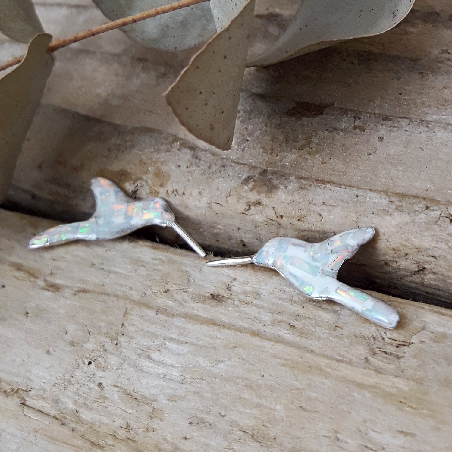 SAMPLE Flinder Hummingbird White Stud Earrings