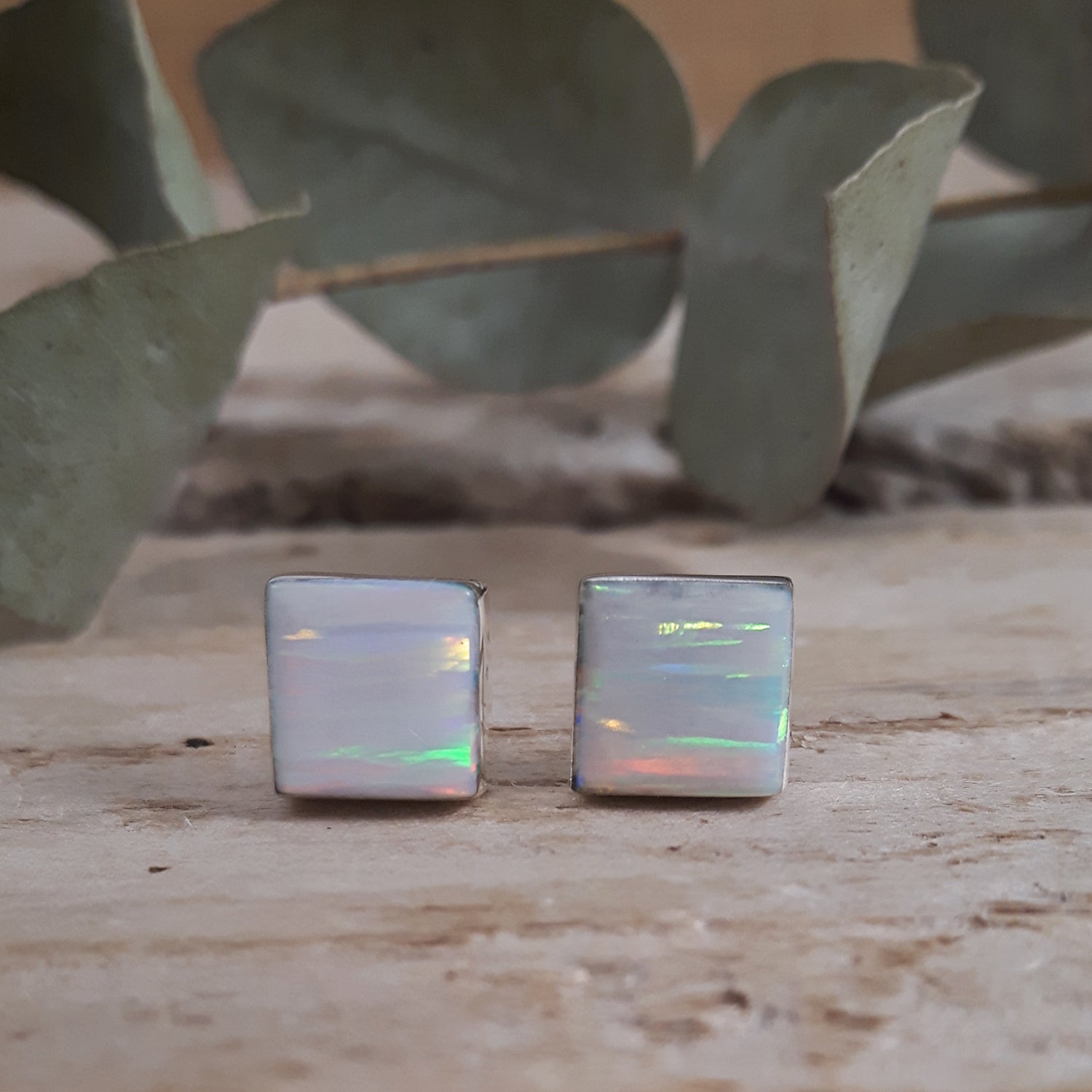 Flinder White Square Stud Earrings