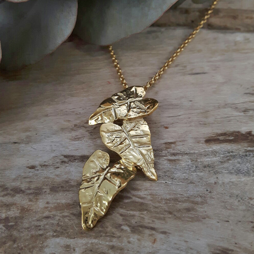 Foresta Gold Mini Taro Leaves Pendant
