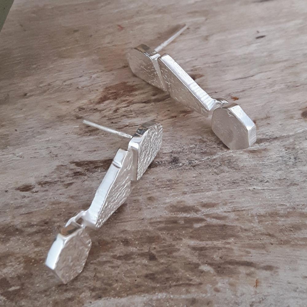 Foresta Pebble Silver Stud Earrings