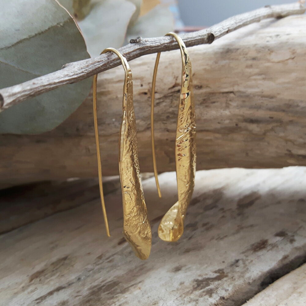 Foresta Zest Long Drop Gold Earrings