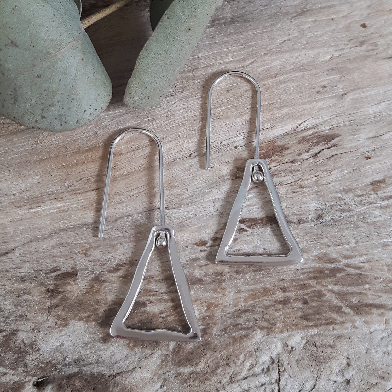 Form Triangle Silver Drop Earrings
