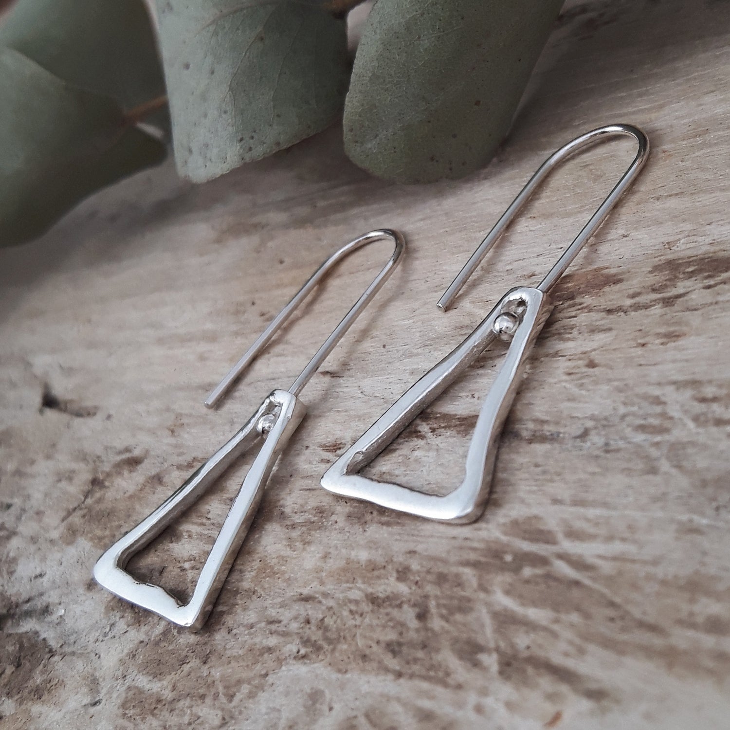 Form Triangle Silver Drop Earrings