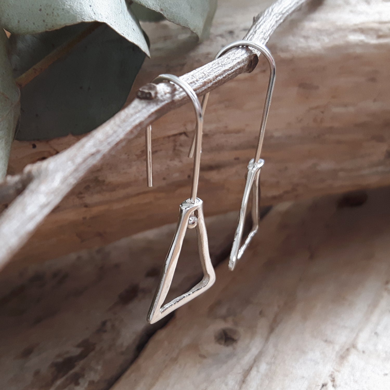 Form Triangle Silver Drop Earrings