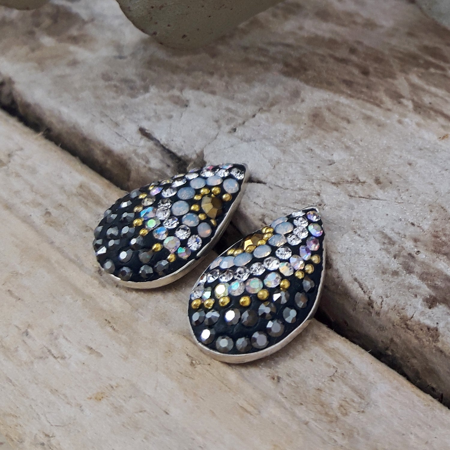 SAMPLE Gala Glitz Jet Gold Stud Earrings