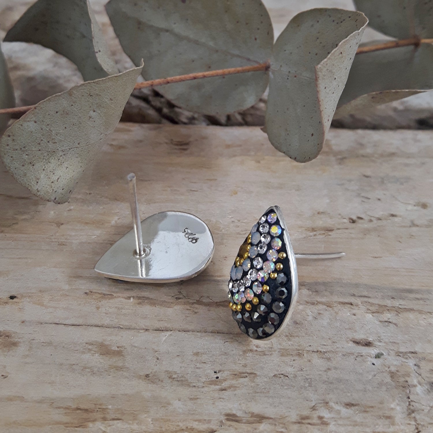 SAMPLE Gala Glitz Jet Gold Stud Earrings