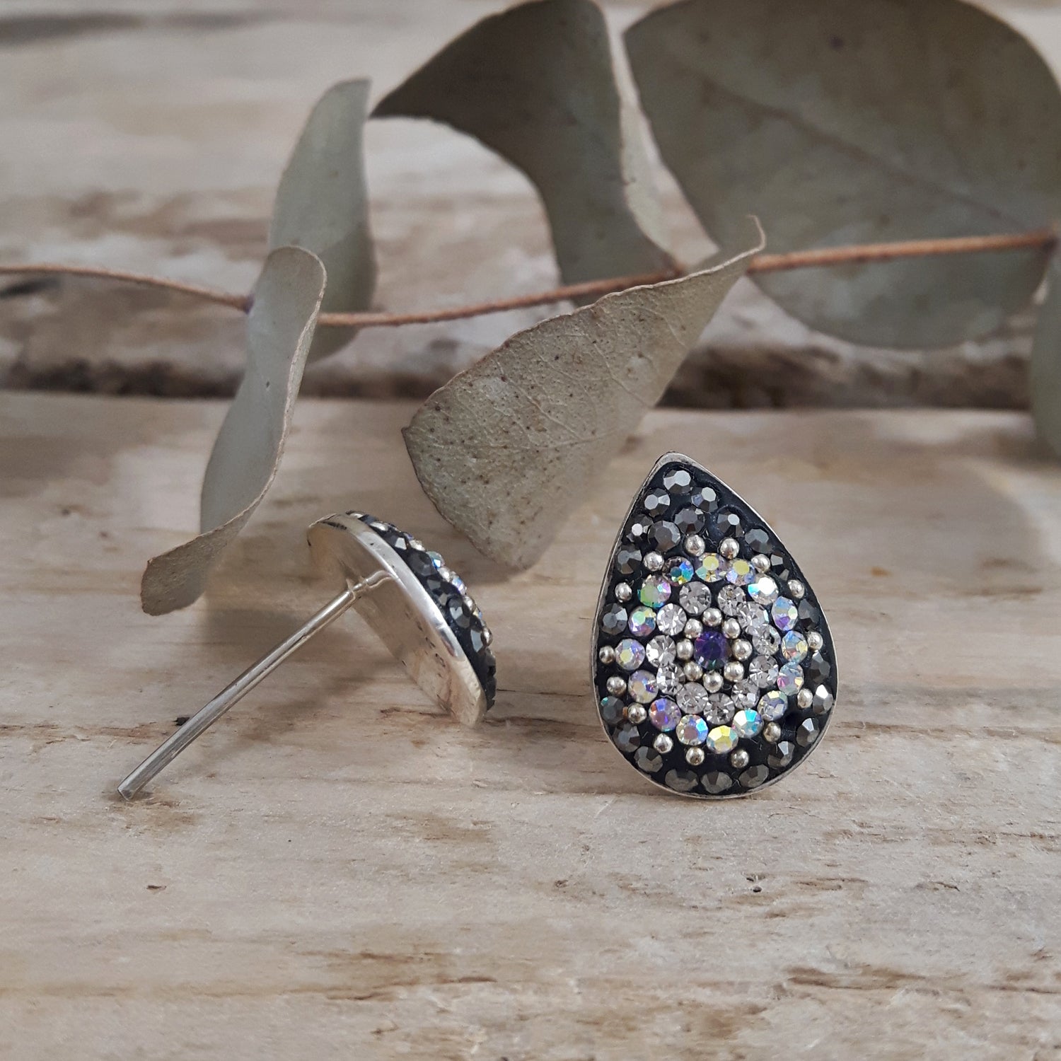 SAMPLE Gala Glitz Jet Teardrop Stud Earrings