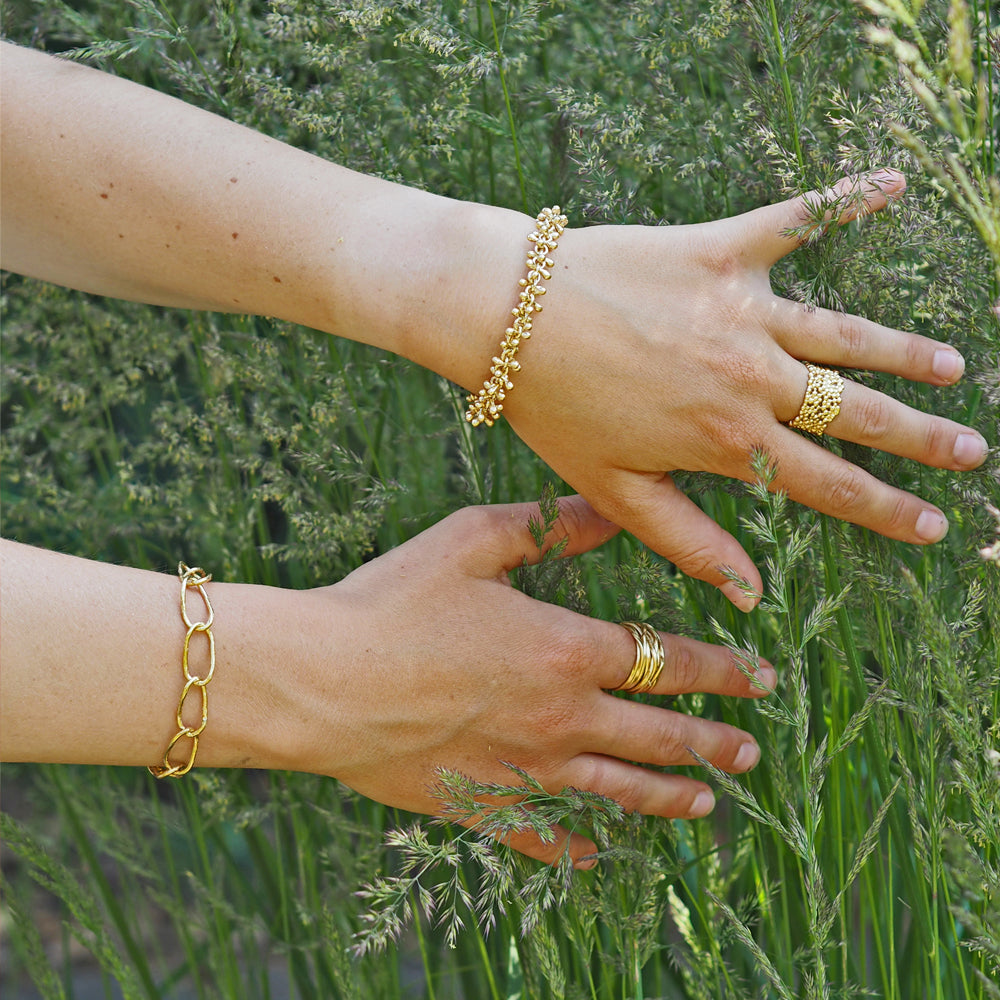 Lattice Wide Gold Plated Ring