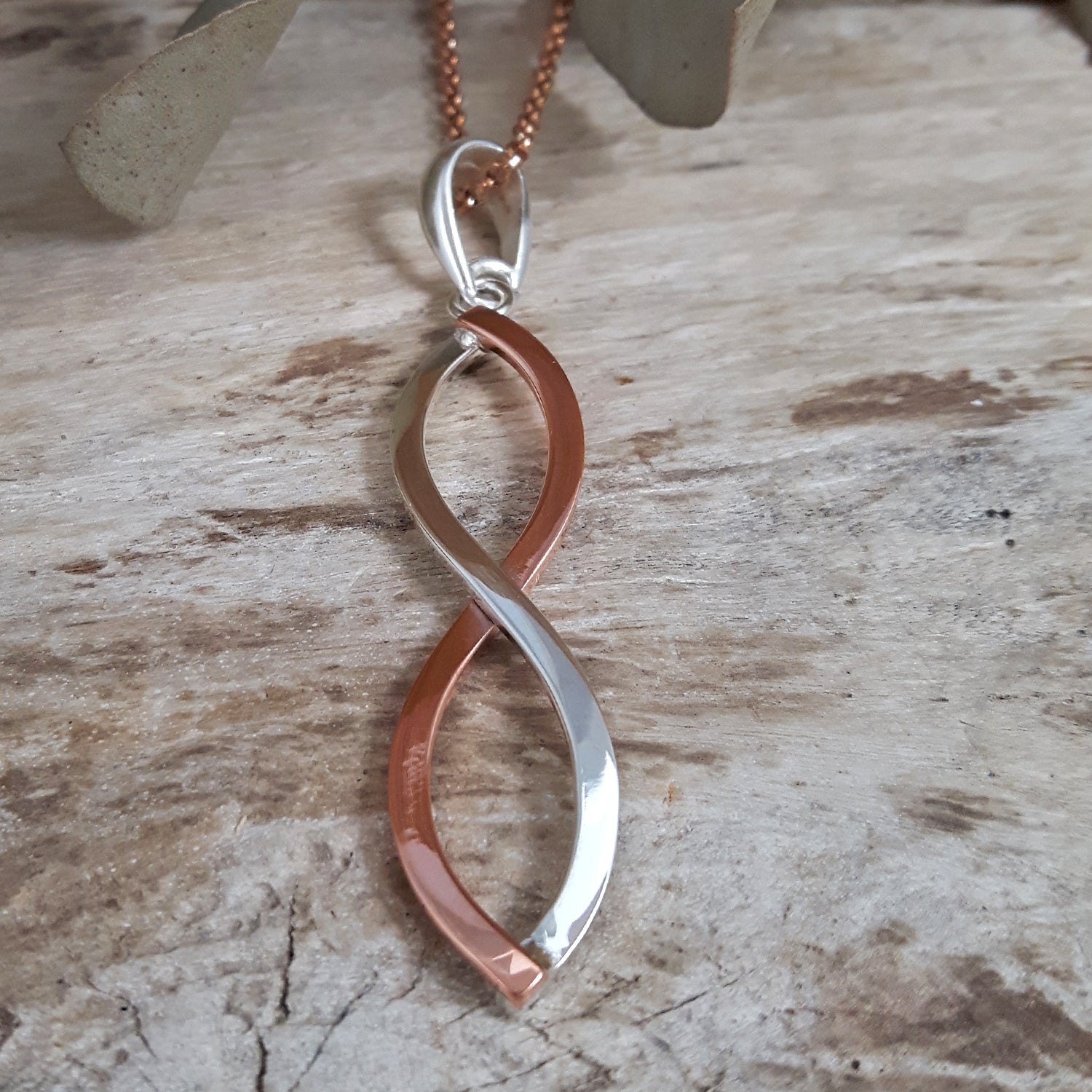 Infinity Weave Copper/Silver Pendant