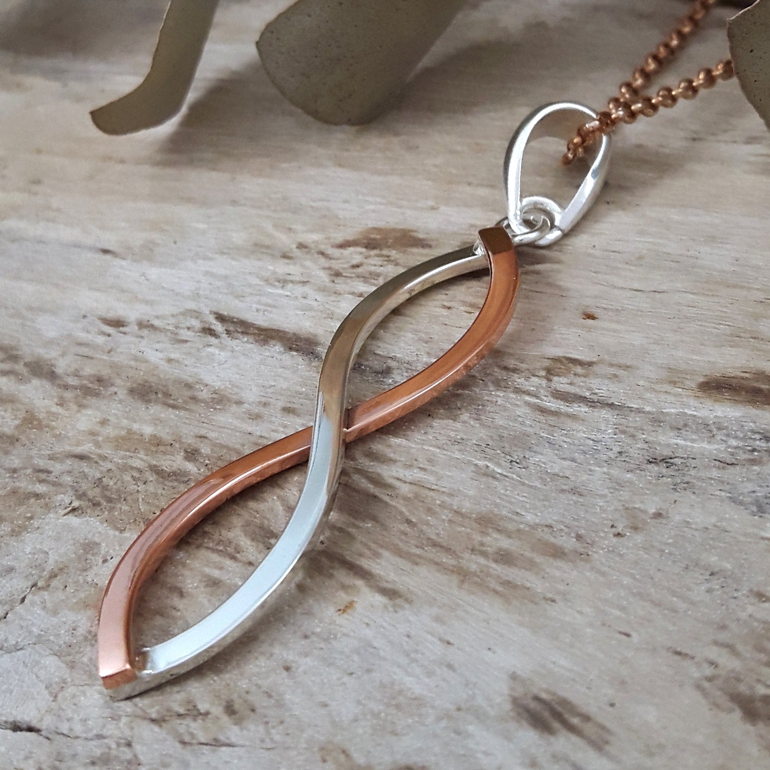 Infinity Weave Copper/Silver Pendant