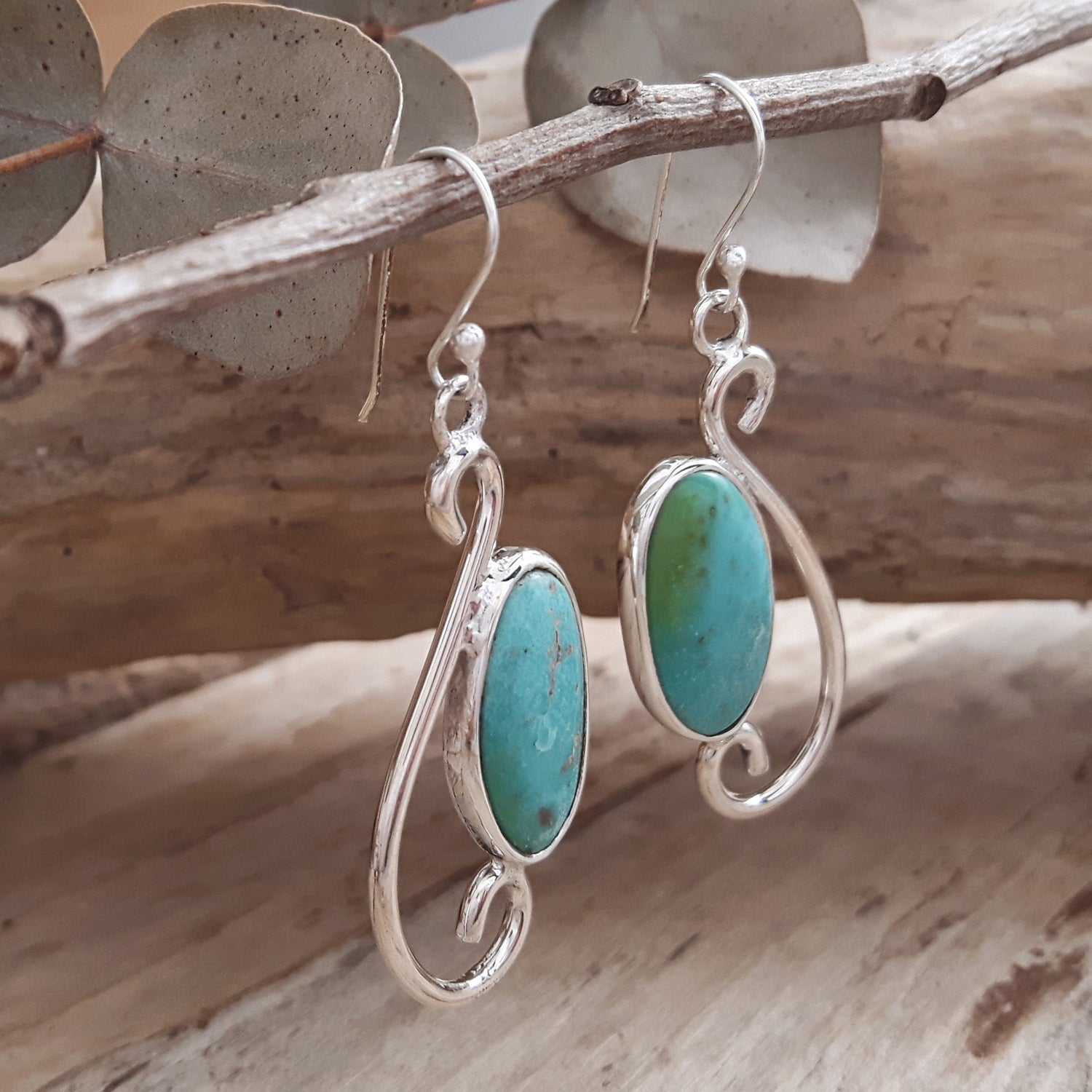 SAMPLE Kelly Swirl Turquoise Drop Earrings
