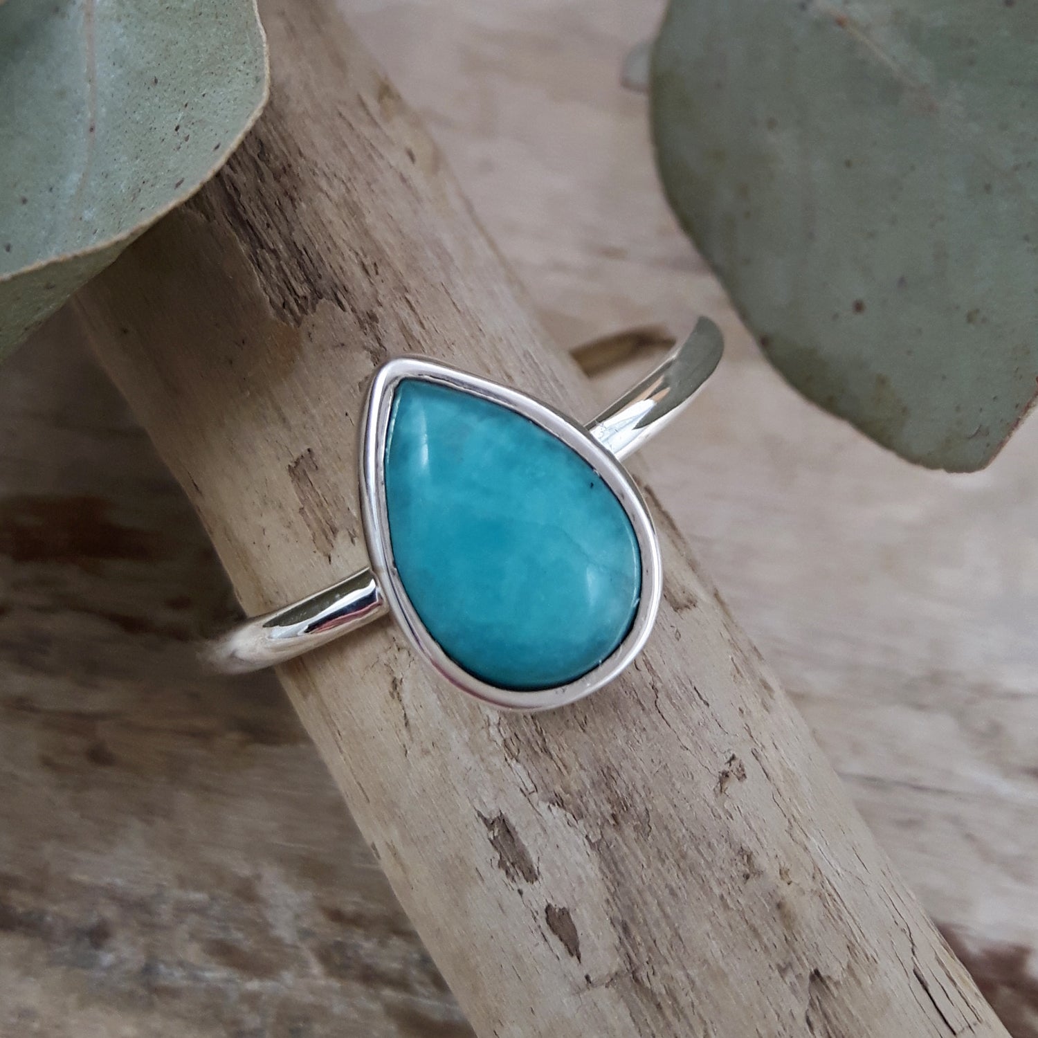 Kylie Amazonite Teadrop Ring